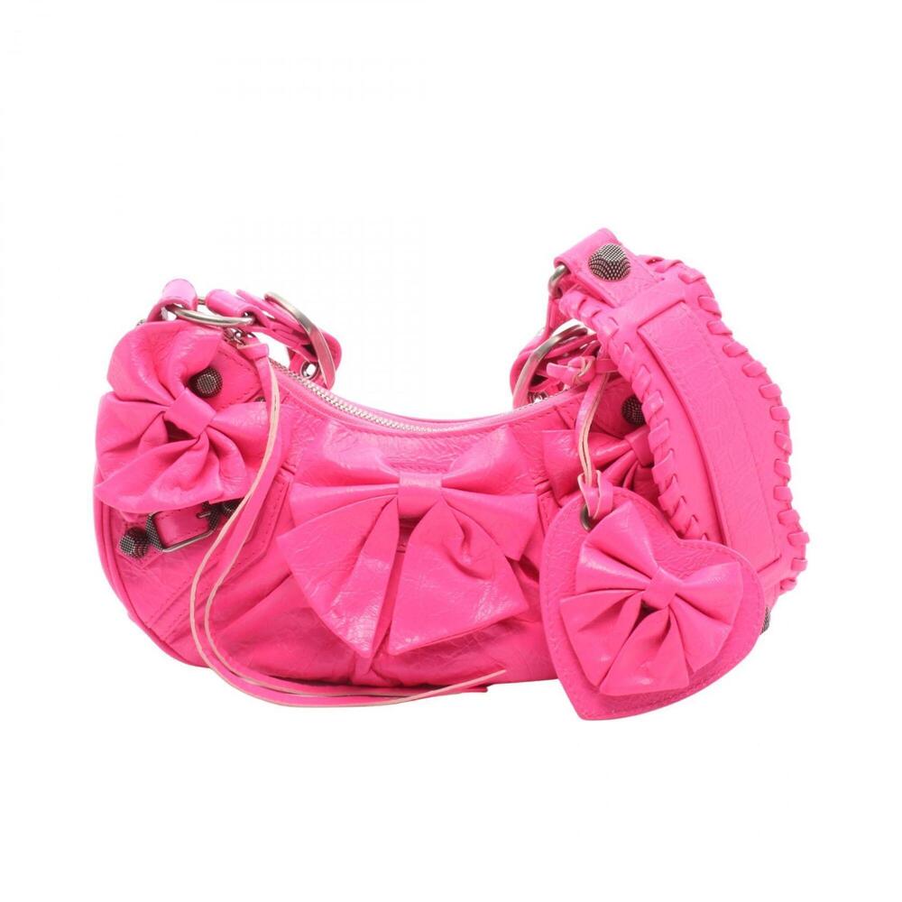 Balenciaga LE CAGOLE Ribbon Shoulder Bag Handbag Leather Women's Pink 671309